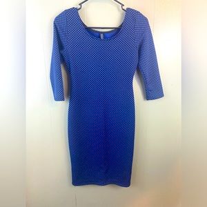 DGNY Blue Polka Dotted Dress - Medium